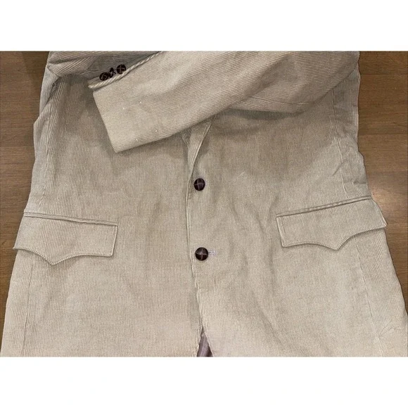 Circle S‎ Blazer Men 44L Beige Corduroy Elbow Patches Western Ranch Rodeo